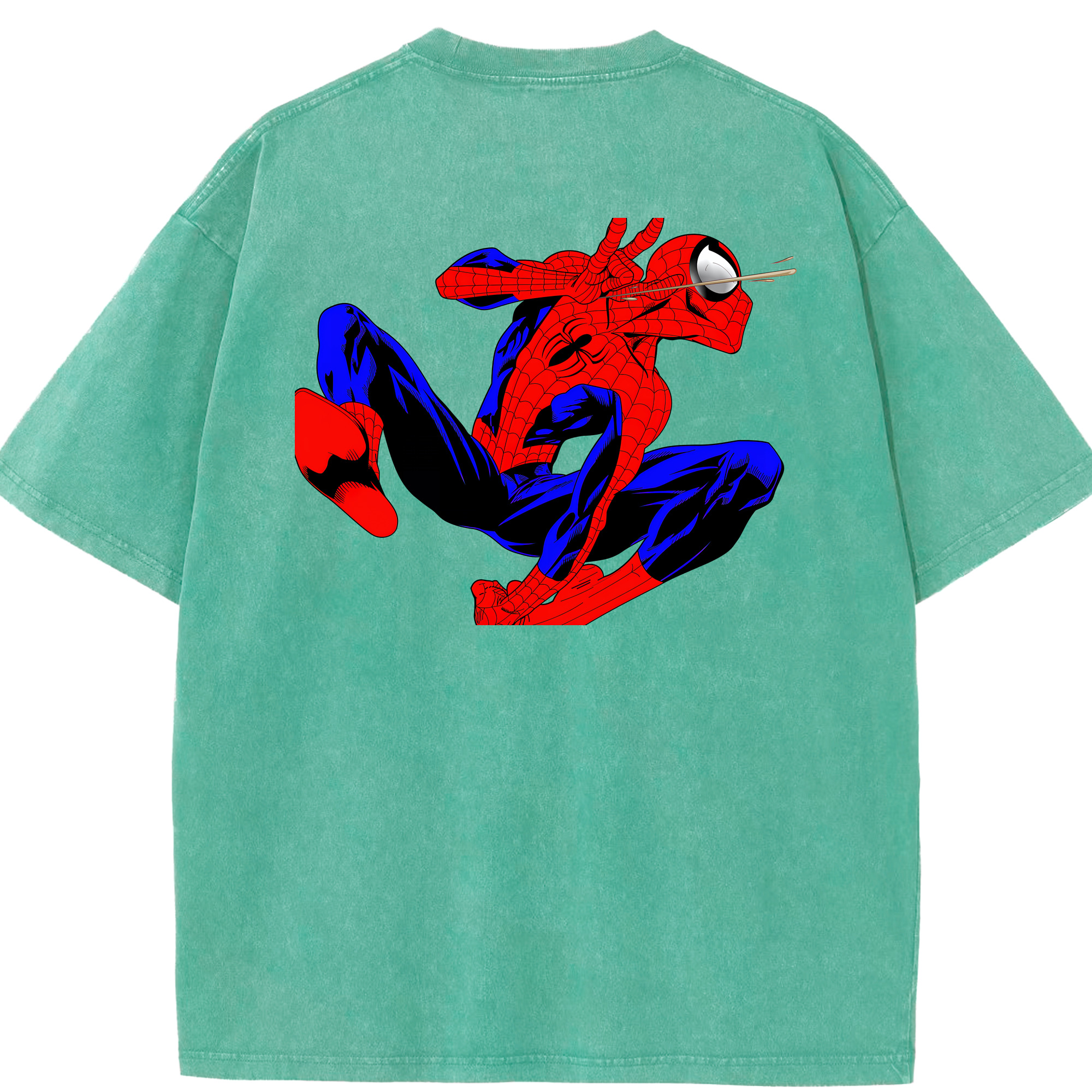 （画像用） Spider Man スパイダーマン 綿100% ヴィンテージ風 半袖Tシャツ（背面プリント）